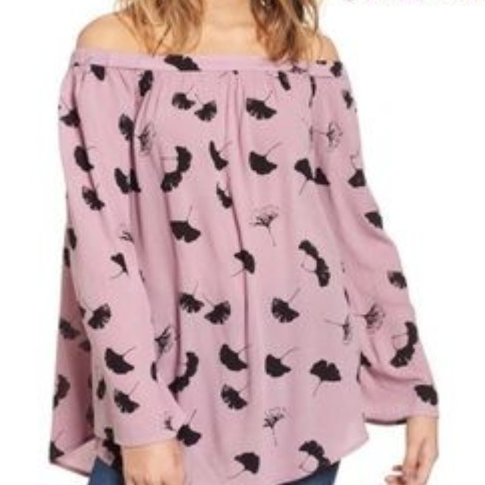 BP Love In Lilac Ginko Floral Blouse Tunic Medium